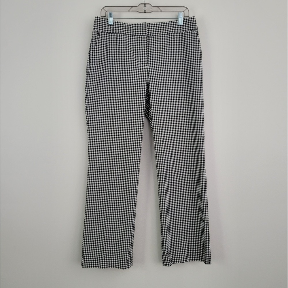 LIZ CLAIBORNE Size 10P Black & White Gingham Check Ankle Length Career Pants